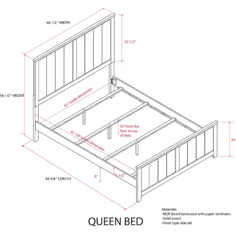 Millwood Pines Battan Solid Wood Bed Wayfair Canada